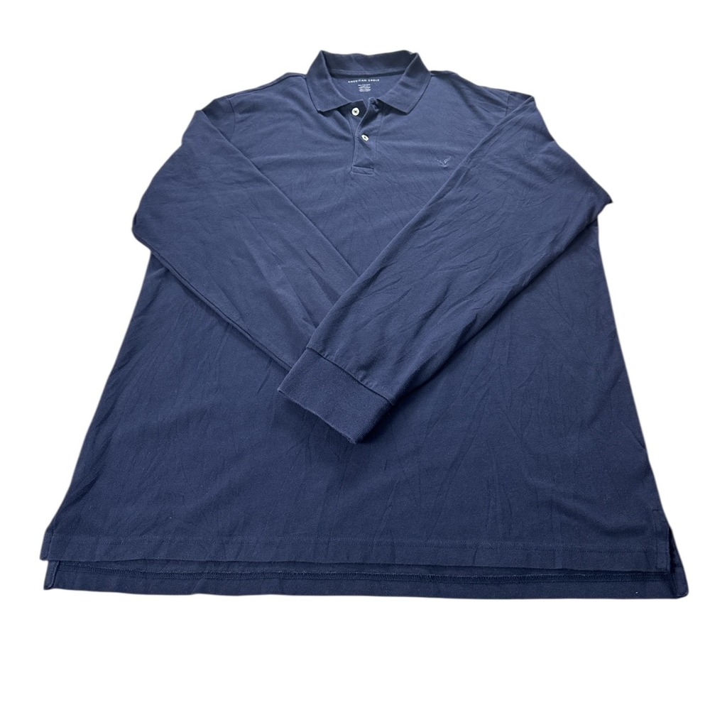 American Eagle Outfitters Formal Long Sleeve Polo Shirt Navy Blue XXL Classic